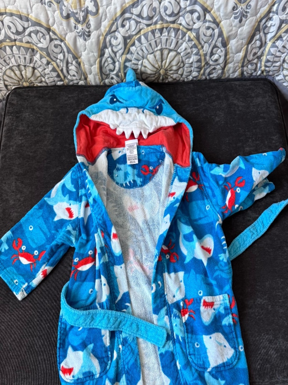Saint Eve Kids 3D Shark Hooded Terry Cover-Up Robe